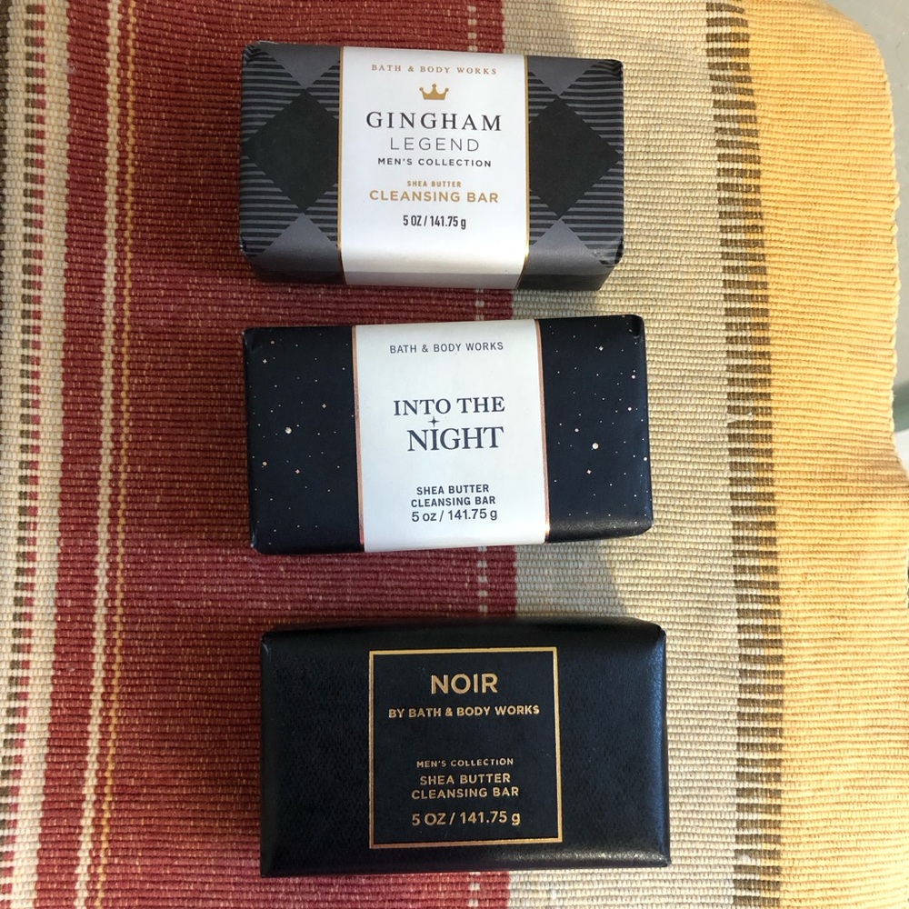 Bath & Body Works Gingham Noir Into the Night Shea Butter Cleansing Bar Set of 3